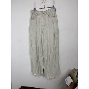 We The Free Womens Pants 27 Old West Slouchy High Rise Wide Leg Raw Hem